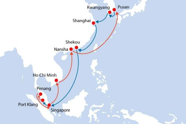 太平船务新开亚洲区内航线，串联起中国、韩国、新加坡等国9个主要港口